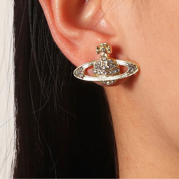 Gold and Silver Planetary Stud Earrings